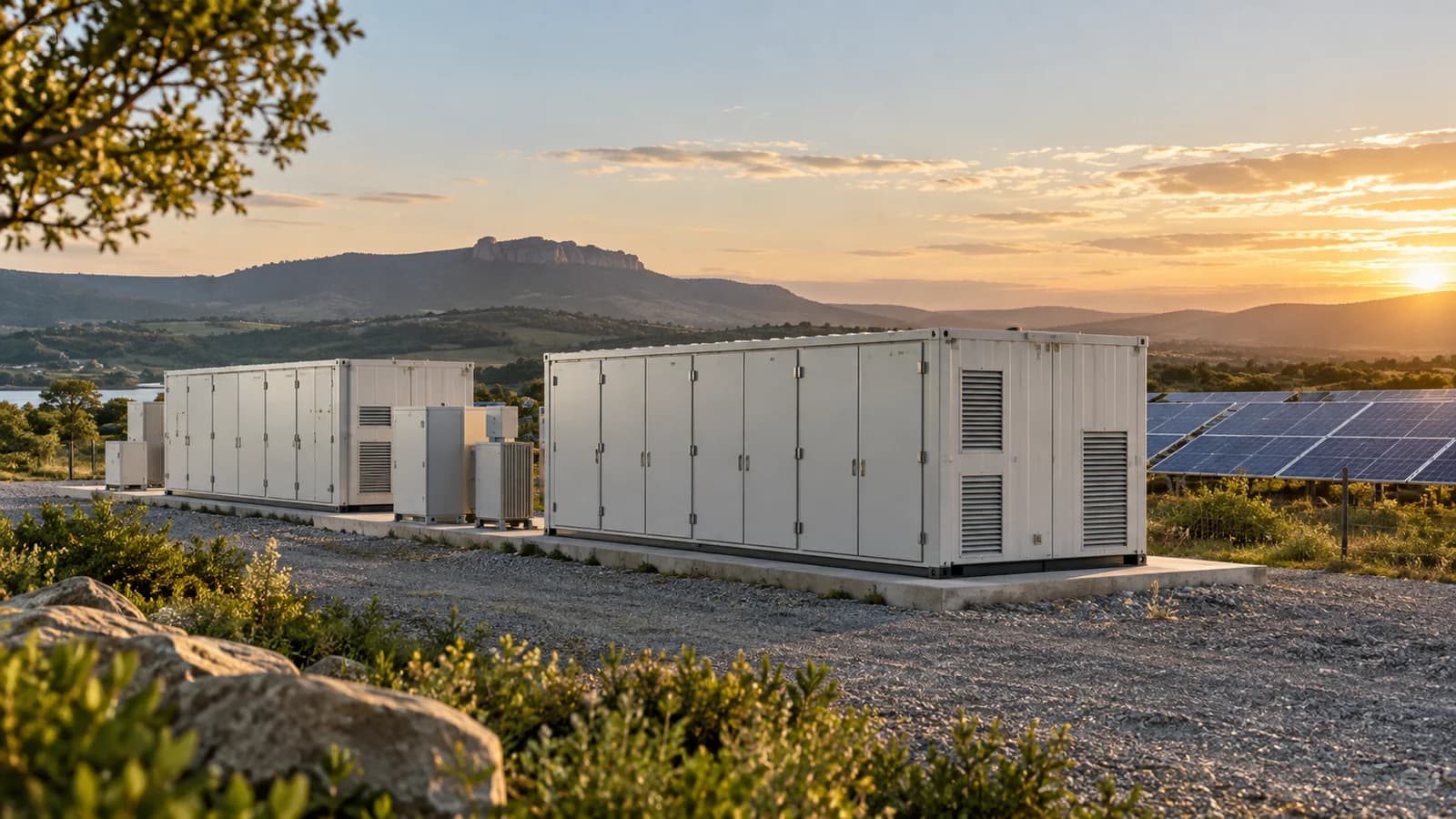 Système de stockage par batterie à proximité de panneaux photovoltaïques
